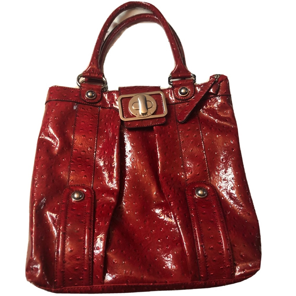 Vintage Red Faux Leather Guess Large Tote/Purse